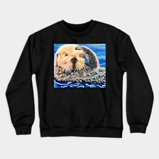 Cute Sea Otter Acrylic Painting Crewneck Sweatshirt